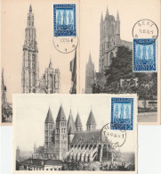 Carte Maximum - Belgique - 1956 - N°990 - Tournai Gand Anvers - Exposition Scaldis - Trois Cartes - 1951-1960