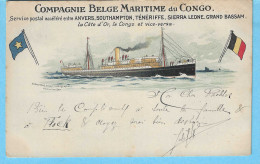 Compagnie Belge Maritime Du Congo-Service Postal-Anvers-Southampton-Teneriffe  Leone Grand Bassam-Timbre "Espana-1903" - Paquebote