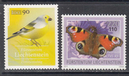 2022 Liechtenstein Birds Butterflies OVERPRINTS  Complete Set Of 2 MNH @  BELOW FACE VALUE - Ongebruikt