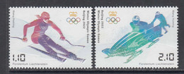 2022 Liechtenstein Beijing Winter Olympics Skiing Embossed Complete Set Of 2 MNH @  BELOW FACE VALUE - Unused Stamps