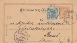 Österreich Monarchie. 2 Kr. Postkarte (Ganzsache) Mit ZF Von OBER MIEMING, Tirol, Nach Basel, 1897 - Cartes Postales