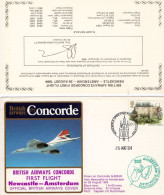 Pli  BRITISH AIRWAYS CONCORDE De 1984 . ( First Flight   Newcastle --Amsterdam ) - Collections (sans Albums)