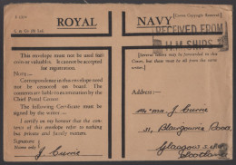PM 66 - 1942/1943 - Military Post. Cover " Sent  To Scotland. RECEIVED FROM H.M. SHIPS. - Postmark Collection
