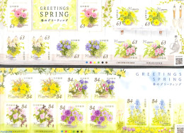 Japan 2022 Spring Greetings 2 M/s S-a, Mint NH, Nature - Flowers & Plants - Unused Stamps