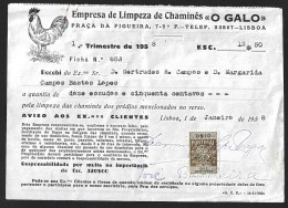 Rooster. Receipt From Galo Chimney Sweeping Company 1958. Haan. Hahn. Quittung Der Schornsteinfegerfirma 1958. - Portugal