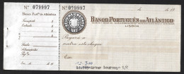 Check From BPA - Banco Português Do Atlântico, Lisbon. Embossed Check Stamp $05. Scheck Von BPA – Banco Português Do Atl - Chèques & Chèques De Voyage