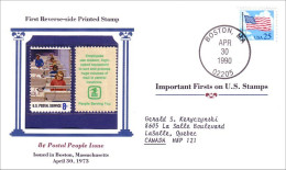First US Reverse-side Printed Stamp Imprime Dos 1973 Cover MNH ** Neuf SC ( A81 940) - Storia Postale