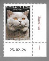 Monaco 2024 - Expo Féline ** (British Shorthair) - Unused Stamps