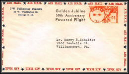 12225 Chicago Golden Jubilee 50th Anniversary Powered Flight 17/12/1953 Premier Vol First Lettre Airmail Cover Usa - 2c. 1941-1960 Lettres