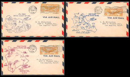 12092 Wailuku / Honolulu Hilo Hawai 8/10/1934 Premier Vol First Flight Lot 3 Lettre Airmail Cover Usa Aviation - 2c. 1941-1960 Lettres