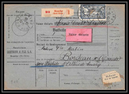 25094 Bulletin D'expédition France Colis Postaux Fiscal Haut Rhin - 1927 Munster Semeuse + Merson 123 Valeur Déclarée - Lettres & Documents