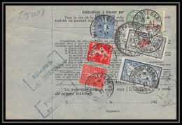 25028 Bulletin D'expédition France Colis Postaux Fiscal Haut Rhin 1927 Mulhouse Semeuse Merson 123+206 Valeur Déclarée - Storia Postale