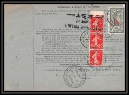 25013 Bulletin D'expédition France Colis Postaux Fiscal Bas Rhin 1927 Dettwiller Semeuse Merson 206 Valeur Déclarée - Covers & Documents