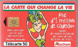 CARTE-PUBLIC-50U-F1015A-SO3-09/99-Tirage 3 Millions-AUCHAN ROUGE-N° Série Avec 2 A-UTILISE-TBE-RARE - 1999