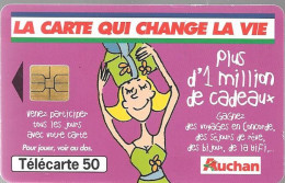 CARTE-PUBLIC-50U-F 10132 A-SO3-09/99-Tirage 4 Millions-AUCHAN PRUNE-N°Série A+9N°Lasers-UTILISE-TBE-RARE - 1999