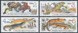 ** 2898 - 2901 WWF Czechoslovakia Amphibians 1989 Bombina Bombina, Bombina Variegata Triturus Alpestris And Montandoni - Frogs