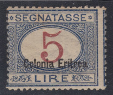 ITALIA - ERITREA - Sassone Tax N.23 - Cat. 1500 Euro - FIRMATO COLLA - MNH** Gomma Integra - Eritrea