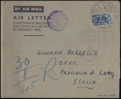 PM 91 - 27/7/1945 - Military Post. Incoming Letter Card Sent From Egypt  To Italy. English Censorship. - Unclassified