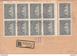 1952 AUSTRIA,  N. 816 Blocco Di 8 , Raccomandata Da Innsbruck Per Brescia (Itali - Autres & Non Classés
