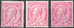 [* SUP] N° 46, 10c Rose, Lot De 3 Ex - Nuances - 1884-1891 Leopold II