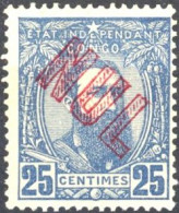 [** SUP] N° 8, 25c Bleu - Surcharge 'NUL' En Rouge - 1884-1894
