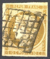 [O TB] N° 1b, 10c Bistre-verdâtre Bien Margé Et Signé Calves - Cote: 550€ - 1849-1850 Ceres