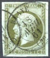 [O SUP] N° 11, 1c Olive TB Margé Et Superbe Obl C.à.d 'Blaye' - Cote: 90€ - 1853-1860 Napoléon III.