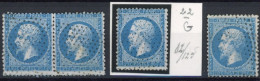 [O SUP] N° 22, Paire + Isolés (2x) - Tous Avec TB Obl Pointillés - Cote: 80€ - 1862 Napoléon III.