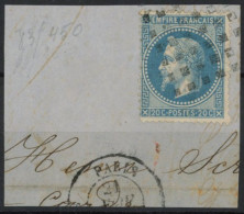 [O SUP] N° 29 Sur Fragment - TB Obl Gros Points - Cote: 85€ - 1863-1870 Napoléon III Lauré