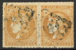 [O SUP] N° 43Ba, 10c Bistre-orangé. Superbe Paire Avec Perçage En Ligne. Rare Et Superbe. Cote ++250€ - 1870 Bordeaux Printing