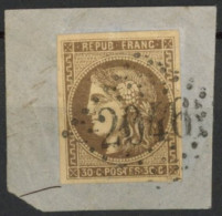 [O SUP] N° 47, 30c Brun Grandes Marges Sur Fragment - Cote: 280€ - 1870 Bordeaux Printing