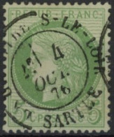 [O SUP] N° 53, 5c Vert Superbe Obl Centrale C.à.d 'La Chartre-Sur-Le-Loire' - 1871-1875 Ceres