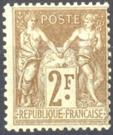 [** SUP] N° 105, 2F Bistre Sur Azuré - Cote: 300€ - 1876-1878 Sage (Typ I)
