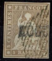 [O SUP] N° 26b, 5r Brun-gris (Zumstein 22F), Belles Marges - Certificat Photo Renggli - Cote: 1300€ - Used Stamps