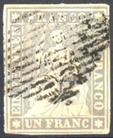 [O SUP] N° 31, 1f Gris-lilas (noir), Papier Moyen, Belles Marges - Jolie Obl Centrale - Cote: 900€ - Used Stamps