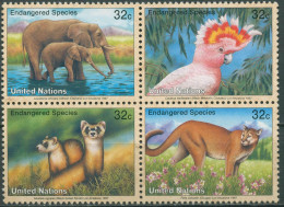 UNO New York 1997 Gefährdete Tiere Elefant Kakadu Puma 732/35 ZD Postfrisch - Ongebruikt