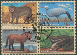 UNO Wien 1997 Gefährdete Tiere Affe Kranich Ameisenbär 222/25 ZD Gestempelt - Used Stamps