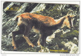 ANDORRA(chip) - Deer, Chamois, Tirage 15000, 09/96, Used - Andere & Zonder Classificatie