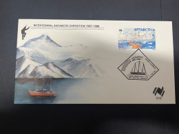 11-6-2024 (44) Australian Bicentenary - Bicentennial Antarctic Expedition 1987-1988 (Antarctica Stamps 1 Of 4) - FDC