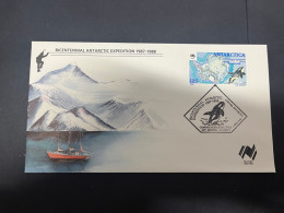 11-6-2024 (44) Australian Bicentenary - Bicentennial Antarctic Expedition 1987-1988 (Antarctica Stamps 3 Of 4) - FDC