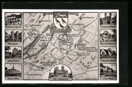 Pc Canterbury, Map Of The City, Cathedral, St. Augustine`s College, City Wall, Grey Friars - Canterbury
