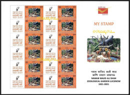 India 2021 Zoological Garden, Zoo, Lion, Tiger, Giraffe,Chimpanzee,Peacock,Bird,Animal, Full Sheet MNH (**) Inde Indien - Unused Stamps