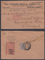 Inde British India 1925 Used Registered Cover VP Label, Value Payable, Medical, Chemist, Bombay To Kishangarh, KGV Stamp - 1911-35 King George V