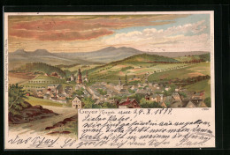 Lithographie Geyer I. Erzgeb., Ortsansicht Aus Der Vogelschau  - Geyer