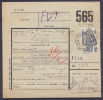 Bordereau De Colis Affr. TR326 Càd "* HEINSTERT (NOBRESSART) */4 XII 1950" De Louchert Pour LIEGE (au Dos: Càd Arrivée [ - Documenti & Frammenti