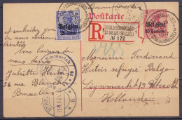 EP CP Poskarte (type OC3) + OC18 Càd "ST-GILLES (BRUXELLES) /25 I 1917/ St-GILLIS (BRUSSEL)" En Recommande Pour Réfugié  - Occupation Allemande