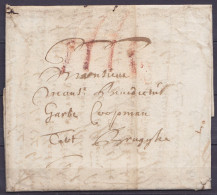 L. Datée 20 Janvier 1701 De GENT Pour BRUGGE - Port "IIII" à La Craie Rouge - 1621-1713 (Spaanse Nederlanden)