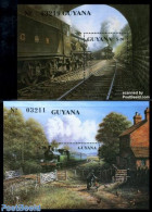 Guyana 1990 Steam Locomotives 2 S/s, Mint NH, Sport - Transport - Cycling - Railways - Cyclisme