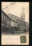 CPA Nogaro, L`Eglise Et Rue Nationale  - Nogaro