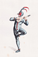 (Coviello) - Mandolin Mandoline / Commedia Dell'arte / Theater Theatre / Mask Maske Maschera / Costume Costume - Estampes & Gravures